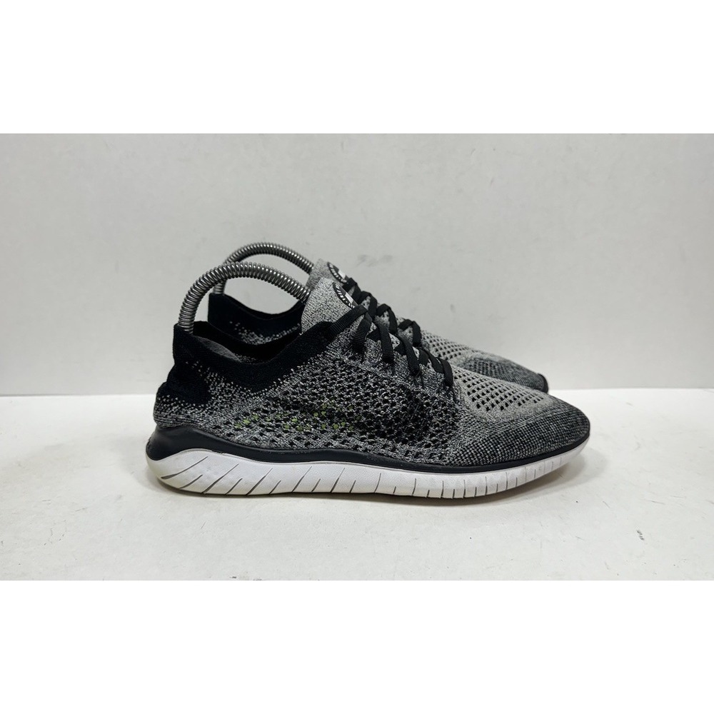 Nike Free RN Flyknit 2018 Men's Size 7.5 Running Shoes Black White Oreo